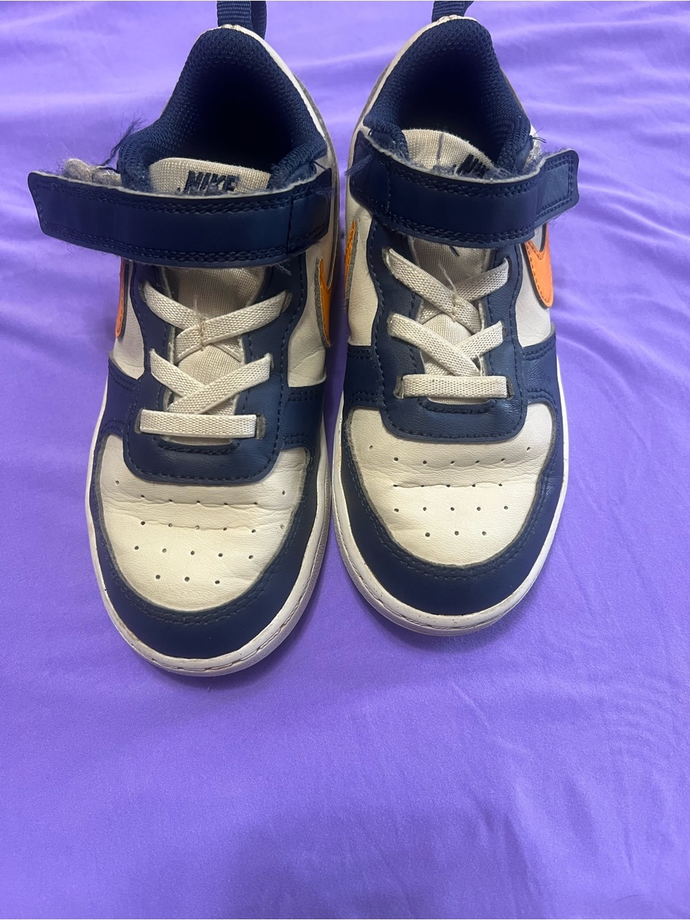 Nike Kids Sneakers Navy White Orange - Picture 2 of 4